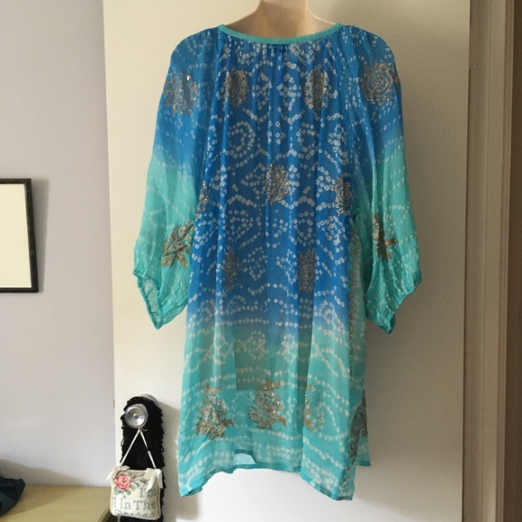 JULIET DUNN London Pure Silk Beach Resort Dress One Size - Picture 3 of 6